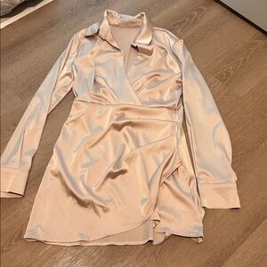 SHEIN Satin Wrap Dress - Light Pink